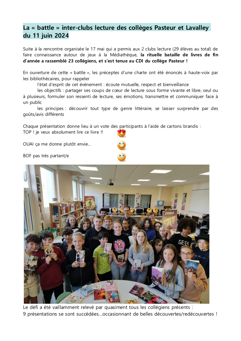 reportage Bataille de livre 11 juin 2024 page 1